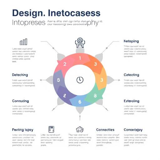 Een infographic die de stappen van een ontwerpproces illustreert.
